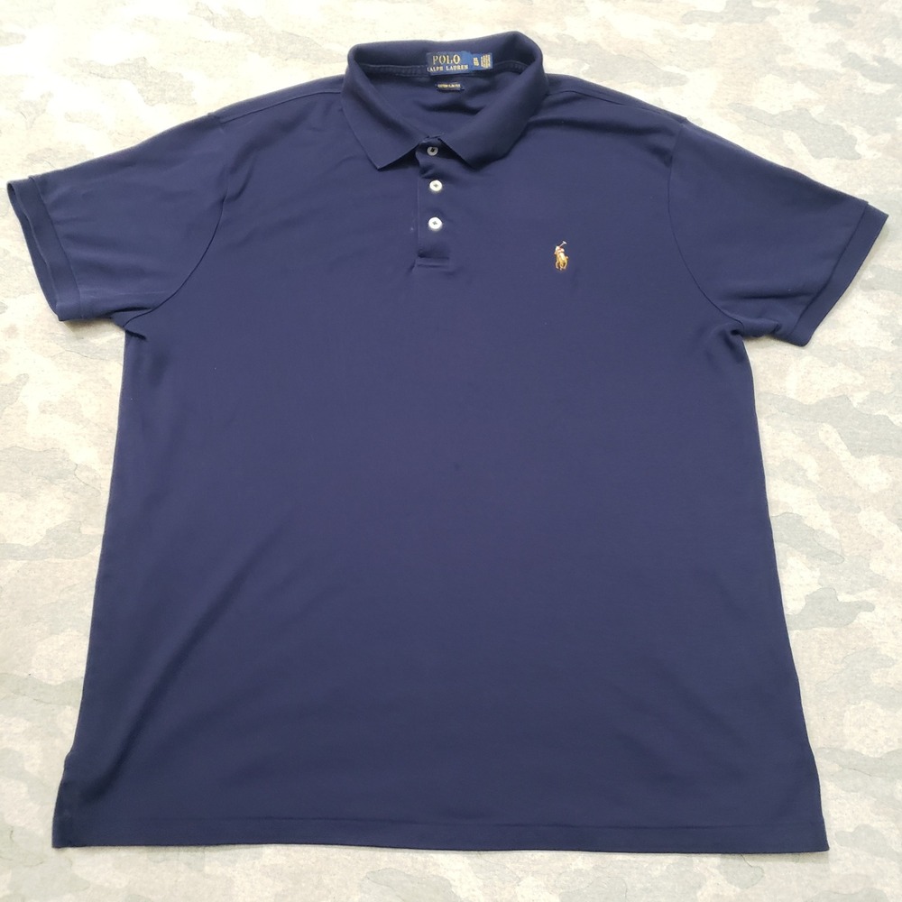 Polo Ralph Lauren Polo Shirt Mens XL Blue Slim Fit Pony Logo Short Sleeve Preppy